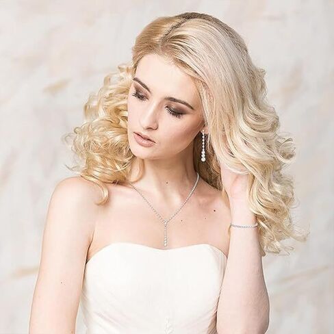 Silver Prom Jewelry Sets for Women Bridal Wedding Jewelry Sets for Brides Rhinestone Necklace and Earring Sets for Women Elegant Formal Bling Jewelry Sets for Women Evening Wear in Saudi Arabia