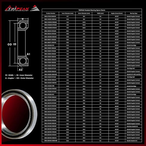 سماعة رأس للدراجة مقاس 51.8 مم، محمل اتصال زاوي مختوم، اختلافات متعددة، قطعة واحدة in Kuwait