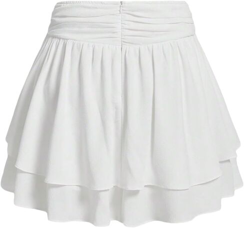 MakeMeChic Women's High Waisted Ruched Skirt Ruffled Layer Pleated Golf Skort Shorts Zip Back Tennis Skirt in Saudi Arabia