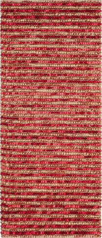 SAFAVIEH Bohemian Collection 2'6" x 6' Red / Multi BOH525B Handmade New Zealand Wool & Jute Runner Rug in Saudi Arabia