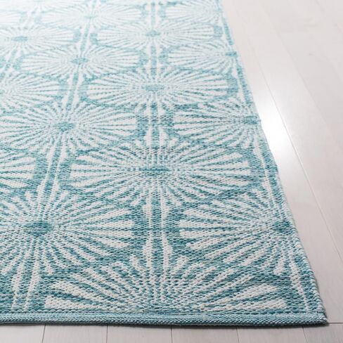 سجادة SAFAVIEH Montauk Collection Runner - 2'3" x 7'، أكوا وعاجي، قطن مصنوع يدويًا، مثالية للمناطق ذات حركة المرور العالية في غرفة المعيشة وغرفة النوم (MTK606H) in Saudi Arabia