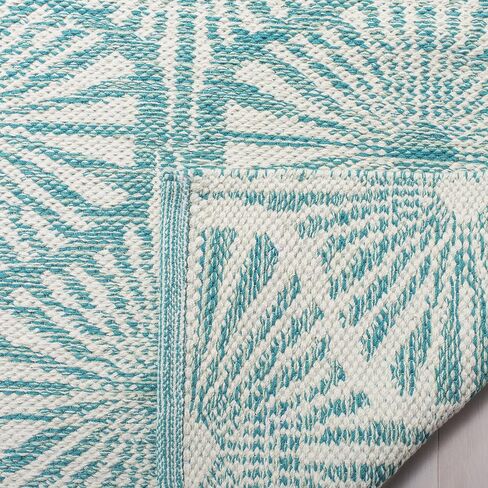 سجادة SAFAVIEH Montauk Collection Runner - 2'3" x 7'، أكوا وعاجي، قطن مصنوع يدويًا، مثالية للمناطق ذات حركة المرور العالية في غرفة المعيشة وغرفة النوم (MTK606H) in Saudi Arabia