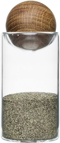Sagaform Nature Collection Salt and Pepper Glass Salt & Pepper Shakers with Oak Stopper 4 1/2-Inch, Set of 2, Clear in Saudi Arabia