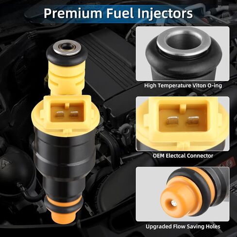 Koolertron 8PCS Fuel Injectors for Ford E150 E250 E350 E450 F150 F250 F350 Excursion Expedition MUSTANG, for Lincoln Navigator Town Car, for Mercury Cougar Grand Marquis, 4.6-5.8 V8 0280150943 FJ713 in Saudi Arabia