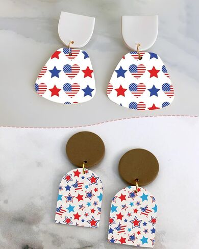 Puocaon Polymer Clay Transfer Paper - 4th of July Transfer Paper for Polymer Clay, American Flag Theme Polymer Clay Transfer Sheets, Independence Day Magic Polymer Clay Transfer Paper (20 Pcs) in Saudi Arabia