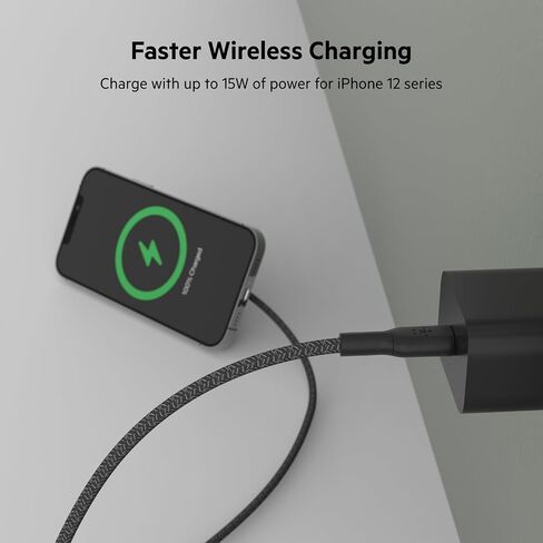 Belkin Wireless Charger, Fast Charging Up to 15W w/Official Made-for-MagSafe Module and Pad Style, Metal Kickstand for iPhone 14, 14 Plus, 14 Pro, 14 Pro Max, 13, 12 and Other MagSafe iPhones - White in Kuwait
