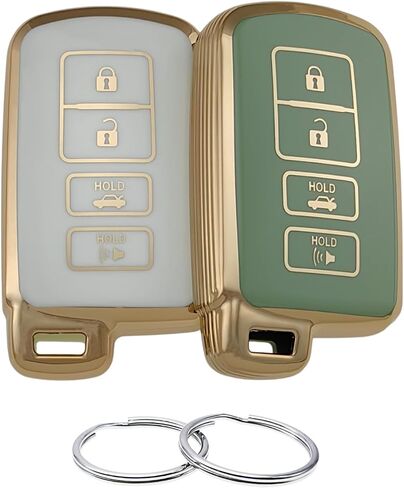 TPU Key Fob Cover Compatible with 2012-2019 Toyota Avalon Camry Corolla Highlander RAV4 (Black/Green) in Kuwait