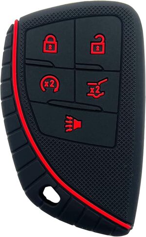 5 Buttons Silicone Smart Key Fob Cover Fit for GMC Sierra 1500 Chevy Silverado 1500 2500HD 3500HD (Black with red + Black with Blue) in Saudi Arabia