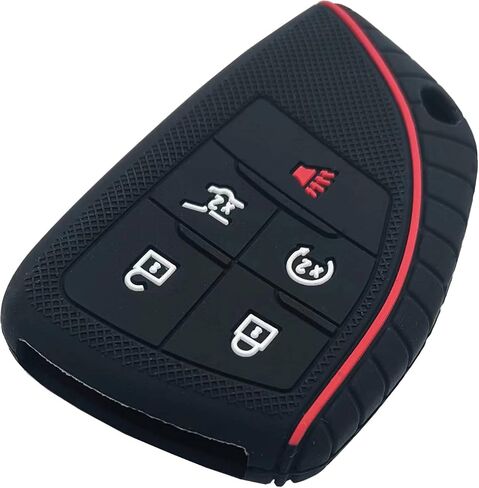 5 Buttons Silicone Smart Key Fob Cover Fit for GMC Sierra 1500 Chevy Silverado 1500 2500HD 3500HD (Black with red + Black with Blue) in Saudi Arabia
