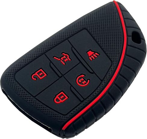 5 Buttons Silicone Smart Key Fob Cover Fit for GMC Sierra 1500 Chevy Silverado 1500 2500HD 3500HD (Black with red + Black with Blue) in Saudi Arabia