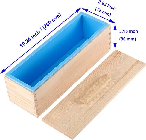 2 Pack 42oz Silicone Soap Loaf Mold with Wood Box and Lid, Rectangular Loaf Soap Making Molds, Pinewood DIY Soap Making Tools for Total Homemade Soap Supplies, Blue in Saudi Arabia