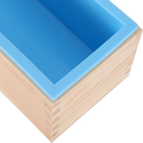 2 Pack 42oz Silicone Soap Loaf Mold with Wood Box and Lid, Rectangular Loaf Soap Making Molds, Pinewood DIY Soap Making Tools for Total Homemade Soap Supplies, Blue in Saudi Arabia