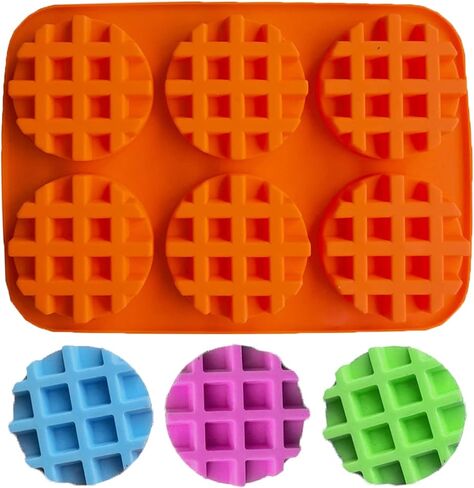 6 قالب سيليكون على شكل وافل دائري، قالب صابون مبتكر على شكل وافل، قوالب حلوى فرنسية على شكل وافل مقلدة ثلاثية الأبعاد، قوالب شوكولاتة وافل صناعية لحلوى طين الشمع والراتنج in Kuwait