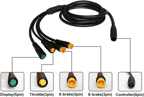 Electric Bike JULET 8 PinWaterproof 1T4 Cable Extension Cable Motor Ebrake Throttle Display 1 to 4 2Pin 3Pin 5Pin ​Ebike Conversion Kit in Saudi Arabia
