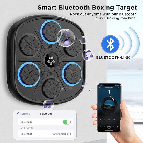 Simtect 2024 آلة الملاكمة الموسيقية الذكية، معدات تدريب الملاكمة لضبط السرعة مع قفازات الملاكمة، هدف الملاكمة الذكي، آلة وسادة اللكم الإلكترونية لمعدات الصالة الرياضية المنزلية in Kuwait