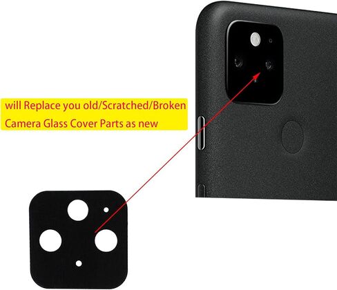 (حزمة من مجموعتين) أجزاء عدسة بديلة للغطاء الزجاجي للكاميرا الخلفية Pixel 5 لهاتف Google Pixel 5 2020 6.0 بوصة - لون أسود (لا يناسب إصدار Pixel 5A) in Kuwait
