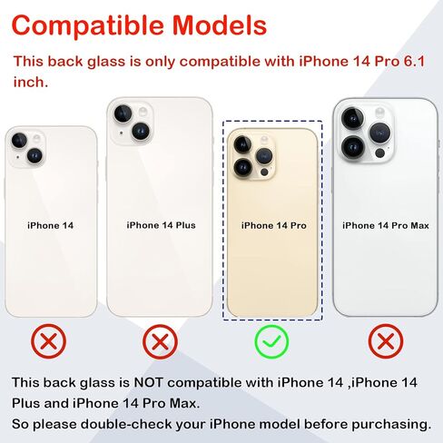 بديل الزجاج الخلفي الخلفي من OEM لهاتف iPhone 14 Pro 6.1 بوصة مع مجموعة أدوات إصلاح احترافية (ذهبي) in Kuwait