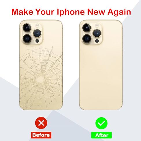 بديل الزجاج الخلفي الخلفي من OEM لهاتف iPhone 14 Pro 6.1 بوصة مع مجموعة أدوات إصلاح احترافية (ذهبي) in Kuwait