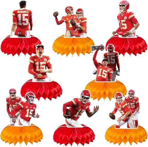 8 قطع 𝓟𝓪𝓽𝓻𝓲𝓬𝓴 لوازم حفلات أعياد الميلاد لكرة القدم، ديكورات طاولة مدينة كانساس، قطع مركزية على شكل قرص العسل لعيد ميلاد كرة القدم ثلاثية الأبعاد ديكورات طاولة مزدوجة جانبية للأولاد والبنات in Kuwait