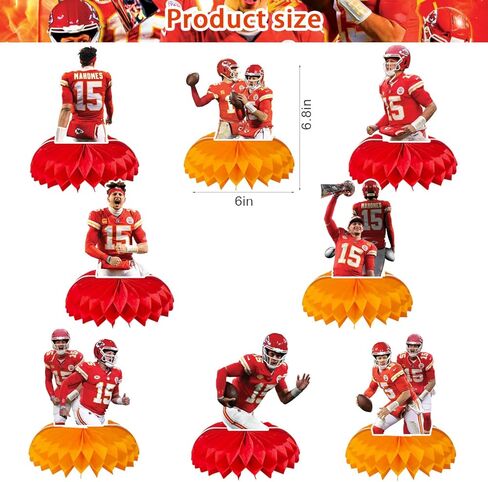 8 قطع 𝓟𝓪𝓽𝓻𝓲𝓬𝓴 لوازم حفلات أعياد الميلاد لكرة القدم، ديكورات طاولة مدينة كانساس، قطع مركزية على شكل قرص العسل لعيد ميلاد كرة القدم ثلاثية الأبعاد ديكورات طاولة مزدوجة جانبية للأولاد والبنات in Kuwait