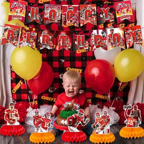 8 قطع 𝓟𝓪𝓽𝓻𝓲𝓬𝓴 لوازم حفلات أعياد الميلاد لكرة القدم، ديكورات طاولة مدينة كانساس، قطع مركزية على شكل قرص العسل لعيد ميلاد كرة القدم ثلاثية الأبعاد ديكورات طاولة مزدوجة جانبية للأولاد والبنات in Kuwait