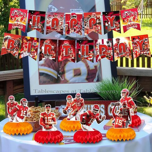 8 قطع 𝓟𝓪𝓽𝓻𝓲𝓬𝓴 لوازم حفلات أعياد الميلاد لكرة القدم، ديكورات طاولة مدينة كانساس، قطع مركزية على شكل قرص العسل لعيد ميلاد كرة القدم ثلاثية الأبعاد ديكورات طاولة مزدوجة جانبية للأولاد والبنات in Kuwait