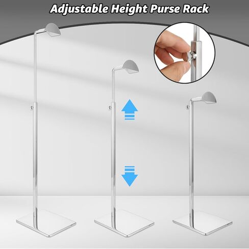 3 Pack Purse Display Stand Sliver Stainless Steel Handbag Display Stand with Adjustable Height, Handbag Holder Stand for Home, Store, Boutique, Counter in Saudi Arabia