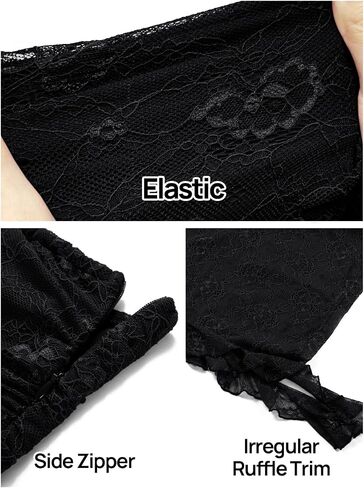 MEROKEETY Women's 2024 Strapless Bodycon Tube Dress Sexy Floral Lace Ruffle Slit Wedding Guest Cocktail Midi Dresses in Saudi Arabia