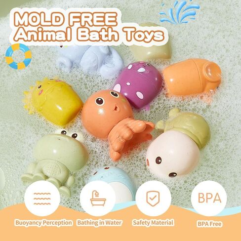 Mold Free Bath Toys for Kids Ages 1-3, 14PCS Bath Tub Toys with Floating Boats&Animals and Suction Cups Bath Toys, Bath Toys for Kids Ages 4-8, Eco-Friendly Non Toxic Water Table Toys Shower Toys in Saudi Arabia