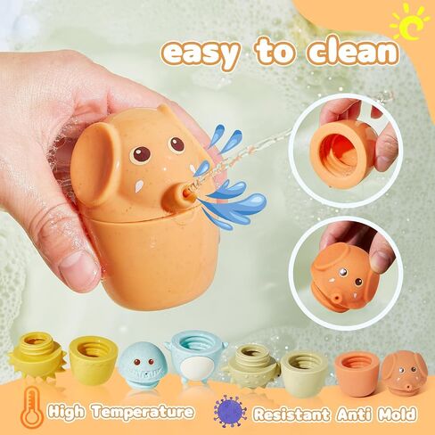 Mold Free Bath Toys for Kids Ages 1-3, 14PCS Bath Tub Toys with Floating Boats&Animals and Suction Cups Bath Toys, Bath Toys for Kids Ages 4-8, Eco-Friendly Non Toxic Water Table Toys Shower Toys in Saudi Arabia