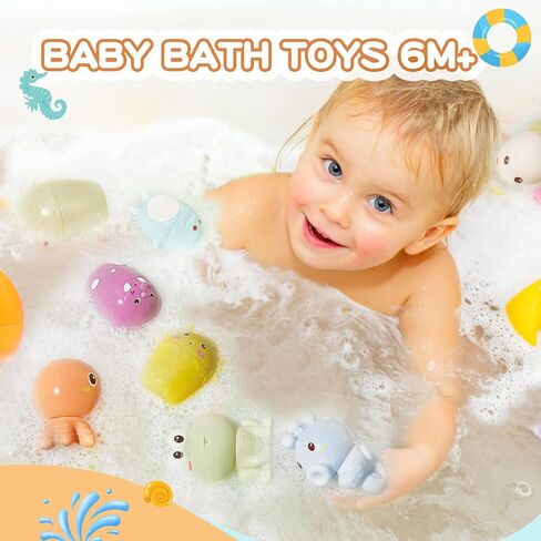 Mold Free Bath Toys for Kids Ages 1-3, 14PCS Bath Tub Toys with Floating Boats&Animals and Suction Cups Bath Toys, Bath Toys for Kids Ages 4-8, Eco-Friendly Non Toxic Water Table Toys Shower Toys in Saudi Arabia