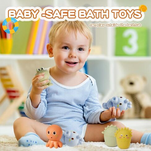 Mold Free Bath Toys for Kids Ages 1-3, 14PCS Bath Tub Toys with Floating Boats&Animals and Suction Cups Bath Toys, Bath Toys for Kids Ages 4-8, Eco-Friendly Non Toxic Water Table Toys Shower Toys in Saudi Arabia