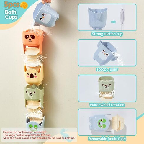 Mold Free Bath Toys for Kids Ages 1-3, 14PCS Bath Tub Toys with Floating Boats&Animals and Suction Cups Bath Toys, Bath Toys for Kids Ages 4-8, Eco-Friendly Non Toxic Water Table Toys Shower Toys in Saudi Arabia