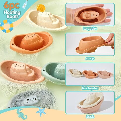Mold Free Bath Toys for Kids Ages 1-3, 14PCS Bath Tub Toys with Floating Boats&Animals and Suction Cups Bath Toys, Bath Toys for Kids Ages 4-8, Eco-Friendly Non Toxic Water Table Toys Shower Toys in Saudi Arabia