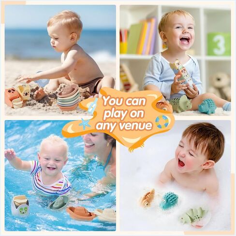 Mold Free Bath Toys for Kids Ages 1-3, 14PCS Bath Tub Toys with Floating Boats&Animals and Suction Cups Bath Toys, Bath Toys for Kids Ages 4-8, Eco-Friendly Non Toxic Water Table Toys Shower Toys in Saudi Arabia