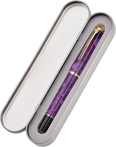 HONG DIAN N12 Piston Fountain Pen Extra Fine Soft Nib, Grass Green Acrylic & Classic Streamlined Design with Metal Case Set in Saudi Arabia