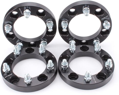 4pcs Wheel Spacers 1" Thick 5x5.5 (5X139.7) Bolt Pattern with 1/2" Studs for Dodge Ram 1500, Ford F100 F150 E100 E150 Bronco, Jeep CJ3 CJ5 CJ6 CJ7 Scrambler Black in Saudi Arabia