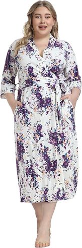 أرواب طويلة للسيدات بمقاس كبير وخفيفة الوزن من الكيمونو وأردية حمل ناعمة وملابس نوم منسوجة in Kuwait