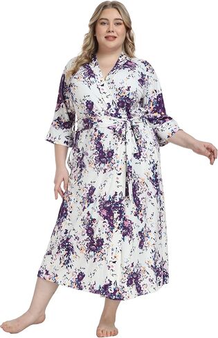 أرواب طويلة للسيدات بمقاس كبير وخفيفة الوزن من الكيمونو وأردية حمل ناعمة وملابس نوم منسوجة in Kuwait