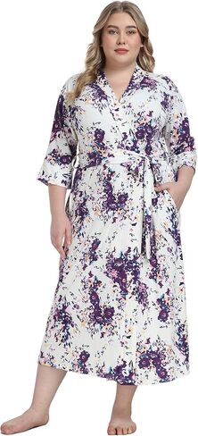 أرواب طويلة للسيدات بمقاس كبير وخفيفة الوزن من الكيمونو وأردية حمل ناعمة وملابس نوم منسوجة in Kuwait