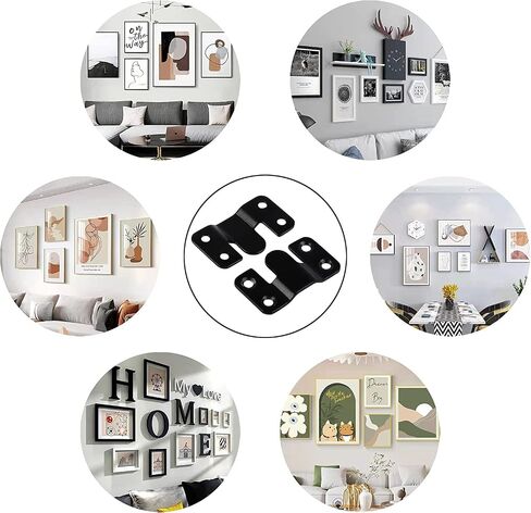 Stainless Steel Picture Hangers,Photo Frame Hanging Hook Z Shaped Clip Bracket Furniture,4 Sets Flush Mount Bracket Wall Mount Hardware,French Cleat for Mirror, Photo Shelf and Cabinet (Black) in Saudi Arabia
