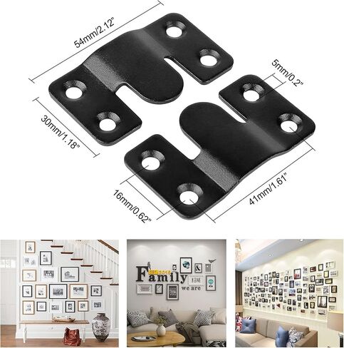 Stainless Steel Picture Hangers,Photo Frame Hanging Hook Z Shaped Clip Bracket Furniture,4 Sets Flush Mount Bracket Wall Mount Hardware,French Cleat for Mirror, Photo Shelf and Cabinet (Black) in Saudi Arabia