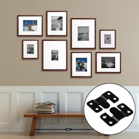 Stainless Steel Picture Hangers,Photo Frame Hanging Hook Z Shaped Clip Bracket Furniture,4 Sets Flush Mount Bracket Wall Mount Hardware,French Cleat for Mirror, Photo Shelf and Cabinet (Black) in Saudi Arabia