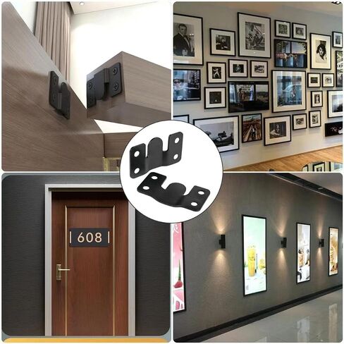 Stainless Steel Picture Hangers,Photo Frame Hanging Hook Z Shaped Clip Bracket Furniture,4 Sets Flush Mount Bracket Wall Mount Hardware,French Cleat for Mirror, Photo Shelf and Cabinet (Black) in Saudi Arabia