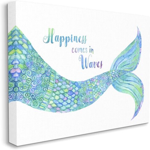 Stupell Industries Happiness Comes in Waves Detailed Mermaid Tail Sentiment, Design by Jackie Decker in Saudi Arabia