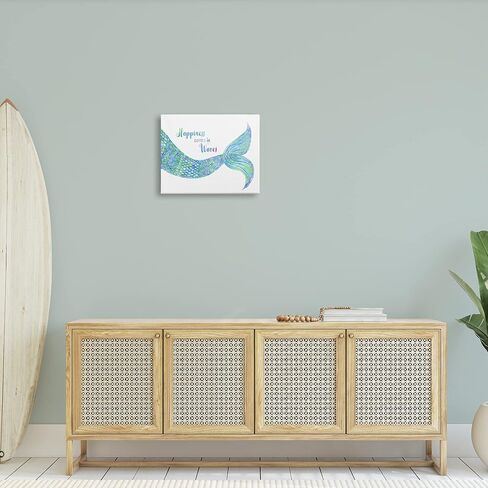 Stupell Industries Happiness Comes in Waves Detailed Mermaid Tail Sentiment, Design by Jackie Decker in Saudi Arabia