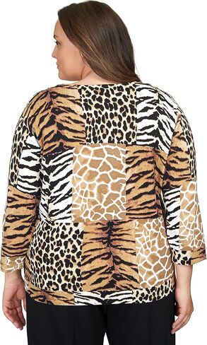 Alfred Dunner Classics Animal Patch Print Cotton Sweater in Kuwait
