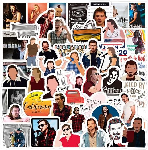 مورغان 100 قطعة من ملصقات Merch، ملصق جمالي مقاوم للماء على شكل موسيقى الريف هدية لمحبي العائلة والأصدقاء، mw240503 in Saudi Arabia