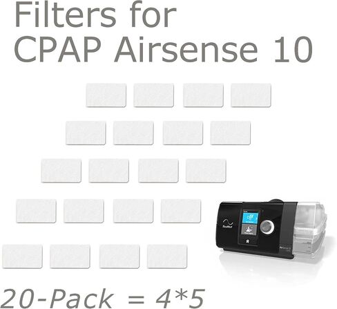 Disposable Replacement CPAP Filters | Premium Universal Filter for Resmed Airsense 10 - Aircurve 10 - S9 Series | Hypoallergenic Universal Filters for Travel or Home Use| 20 Pack in Saudi Arabia