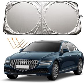 Car Windshield Sun Shade Sunshade Compatible with Genesis G80 2017-2024 GV70 2022-2024 GV80 2021-2024 G70 2019-2024 G90 GV60 2023 2024 Accessories Foldable Car Front Window Sun Shield